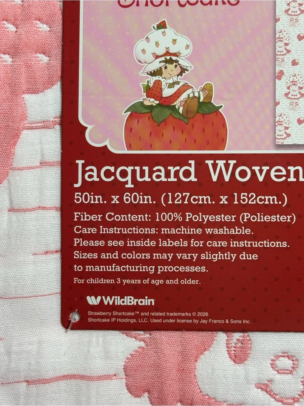 Jay Franco Strawberry Shortcake woven jacquard throw blanket